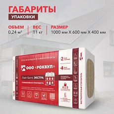 Rockwool Лайт Баттс ЭКСТРА (1000*600*100) 4п/2,4м2/0,24м3/24пач.под